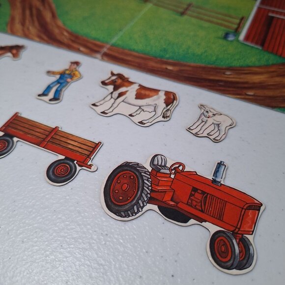 Create a Scene Magnetic Farm Travel Play Lamb Horse Foal Cow Tractor USA 90s - Picture 7 of 9
